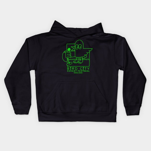 Logo #2 in Neon Green Kids Hoodie by BirdCityComedyFestival